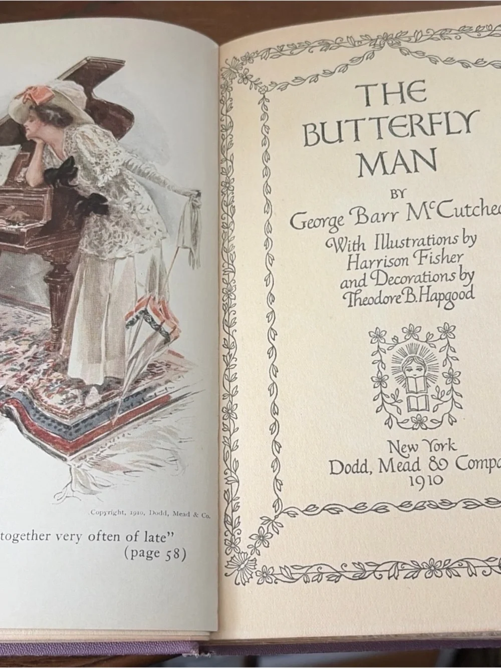Antique 1910 1st Ed George Barr McCutcheon The Butterfly Man Hardcover in Purple